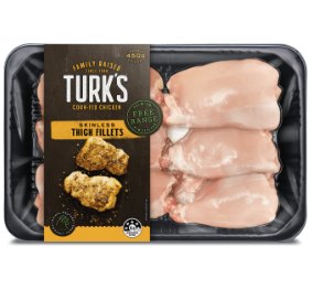 Turks Boneless Chicken Thigh Fillets 450g