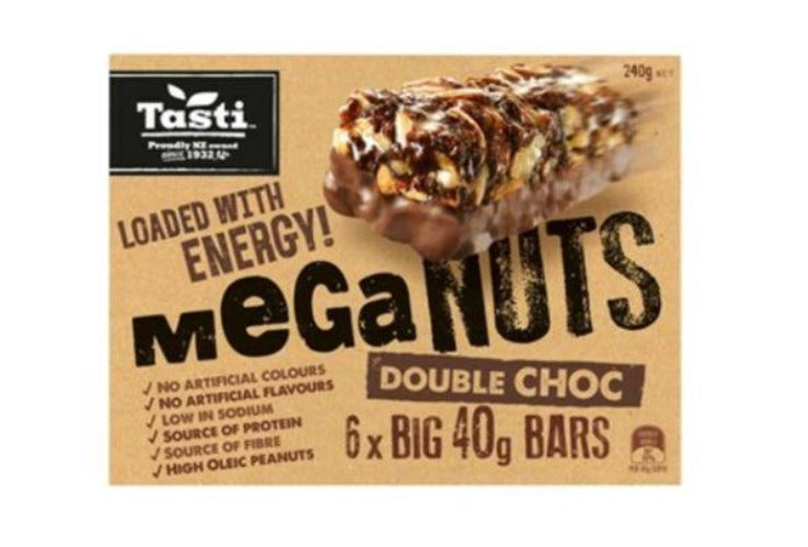 Tasti Meganuts Nut Bar Double Choc 240g 6 pack