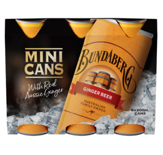 Bundaberg Ginger Beer Mini Cans 200ml 6pk
