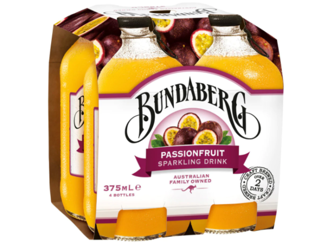 Bundaberg Passionfruit Sparkling Drink 375ml 4pk