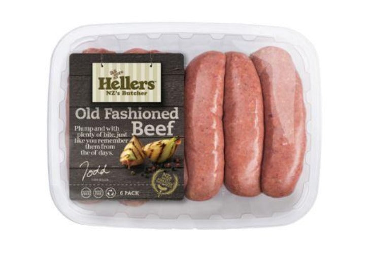 Hellers TP Old Fashioned Beef Sausages 6pk