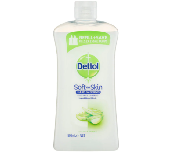 Dettol Soft On Skin Aloe Vera & Vitamin E Liquid Hand Wash Refill 500ml