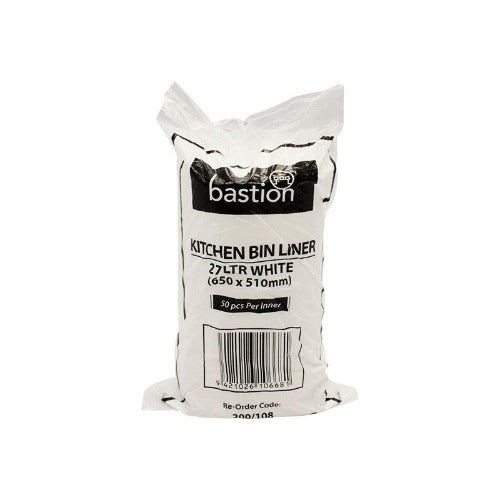 Bastion Kitchen Tidies 27L White 50 pk