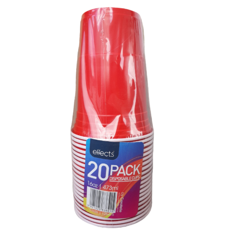 Effects Disposable Cups 20pk Red