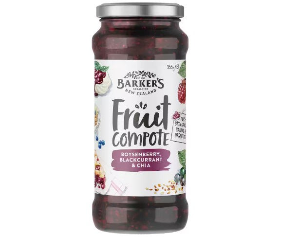 Barkers Boysenberry Blackcurrant & Chia Fruit Compote 355g