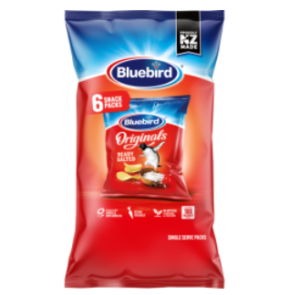Bluebird Original Ready Salted Potato Chips  6pk 108g