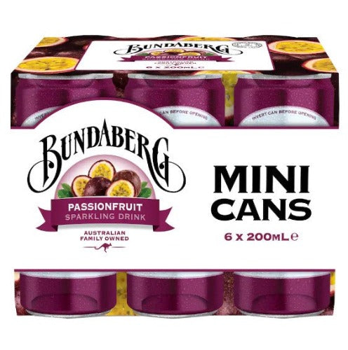 Bundaberg Passionfruit Sparkling Drink Mini Cans 6pk