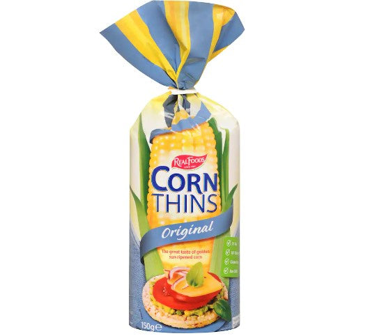Real Foods Corn Thins Crispbread Original 150g