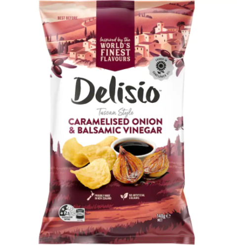 Delisio Caramelised Onion & Balsamic Vinegar Potato Chips 140g
