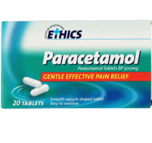 Ethics Paracetamol Capsules Oblong 500mg Box 20