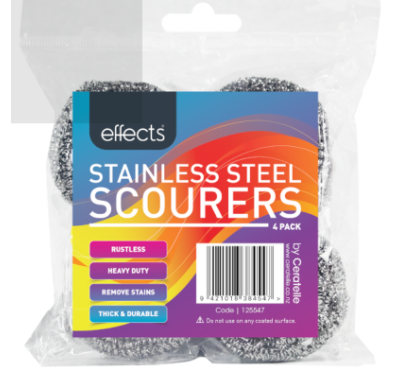 Effects Stainless Steel Scourers 4pk