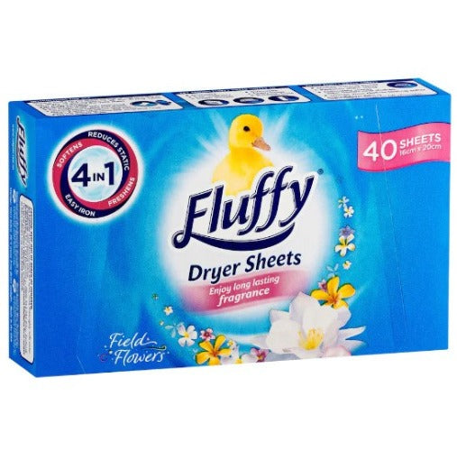Fluffy Field Flowers Fabric Softener Dryer Sheets 40pk