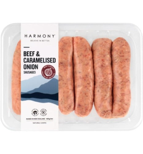 Harmony Beef & Caramelised Onion Sausages 480g
