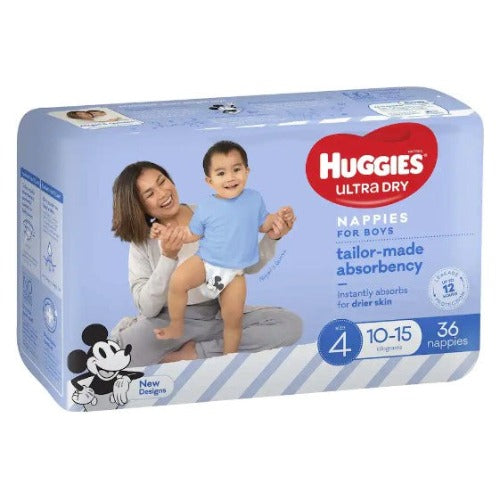 Huggies Ultra Dry Toddler Boy Size 4 Nappies 36pk