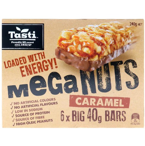 Tasti Meganuts Caramel Nut Bar 6pk 240g