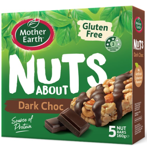 Mother Earth Nuts About Dark Choc Nut Bars 5pk 160g