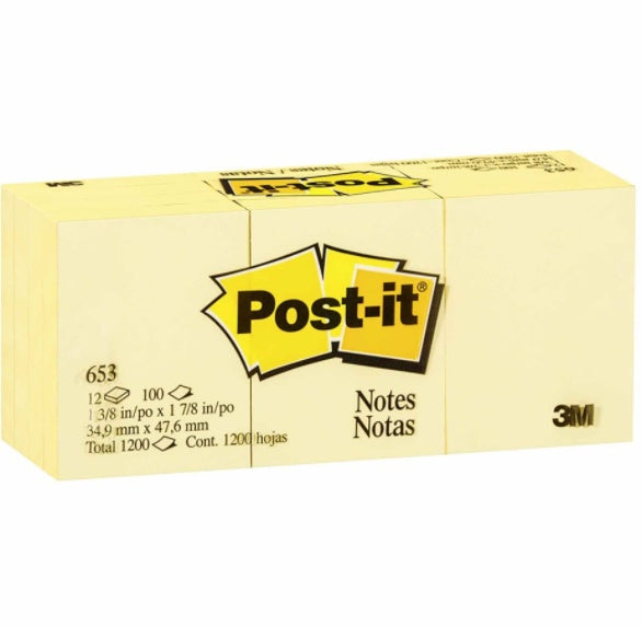 Post It Sticky Notes Yellow 36x48mm Singles
