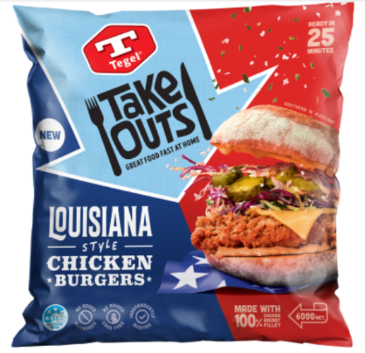 Tegel Take Outs Louisiana Style Chicken Burgers 600g