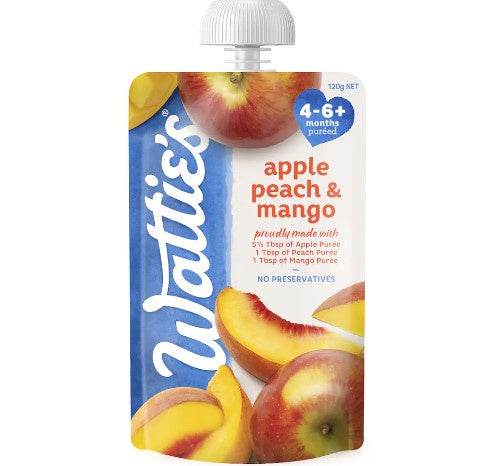 Watties Apple Peach & Mango Baby Food 4 To 6+ Months Pouch 120g