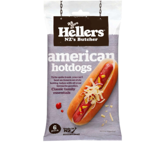 Hellers American Style Hotdogs Frankfurters  6pk