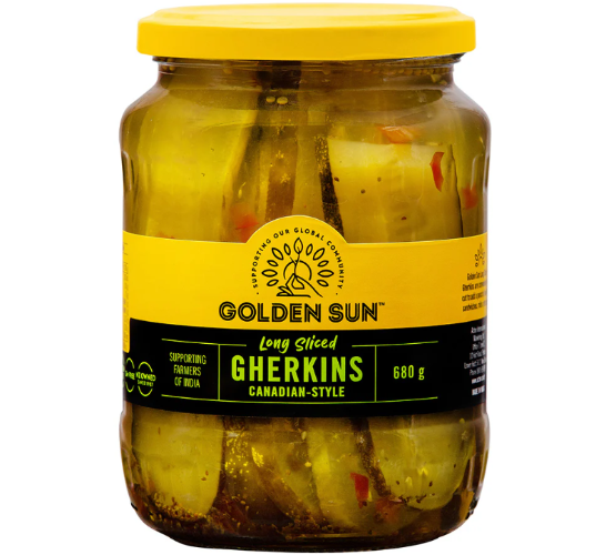 Golden Sun Long Sliced Canadian Style Gherkins 680g