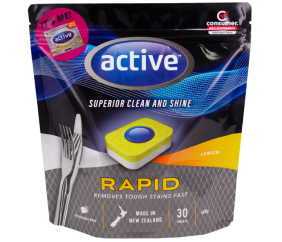 Active Rapid Lemon Dishwash Tablets 30pk