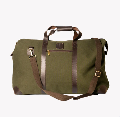 Canvas/Leather Large Olive Weekend Bag