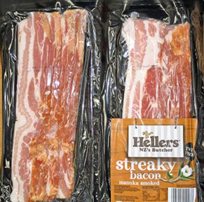 Hellers Twin Streaky Bacon Plain Pack 1kg