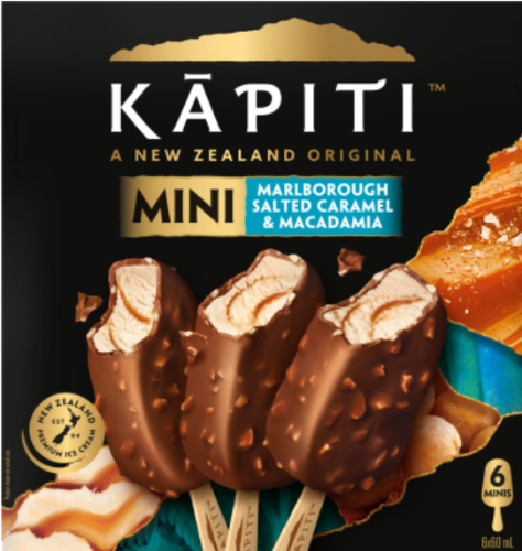 Kapiti Marlborough Salted Caramel & Macadamia Minis on Stick 6pk