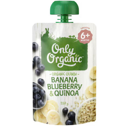 Only Organic Banana Blueberry & Quinoa Baby Food 6 Months + 120g