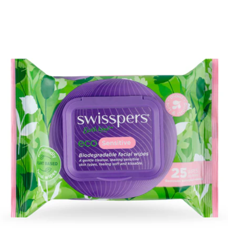 Swisspers Eco Sensitive Biodegradable Facial Wipes 25pk