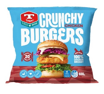 Tegel Frozen Free Range Crunch Chicken Burgers 650g