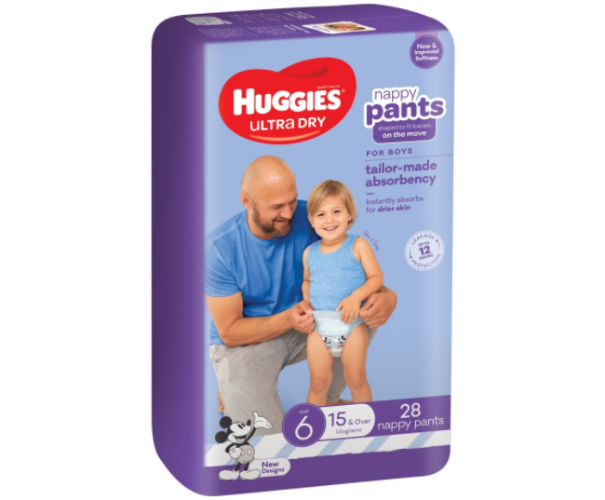 Huggies Ultra Dry Junior Boy Size 6 Nappy Pants 28pk