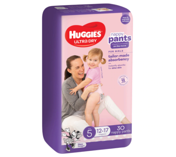 Huggies Ultra Dry Toddler Girl Size 5 Nappy Pants 30pk