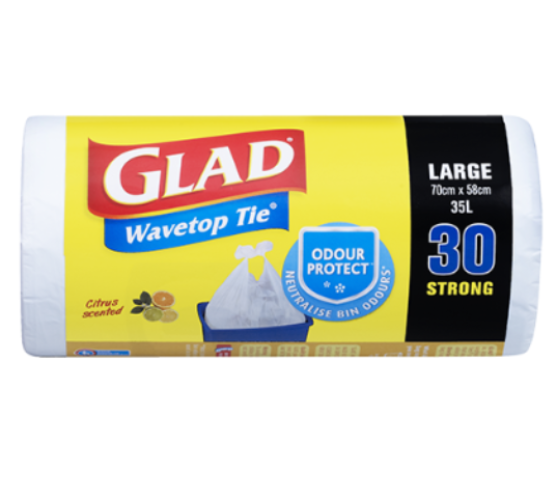 Glad Wavetop Tie Bin Liner Large 30pk