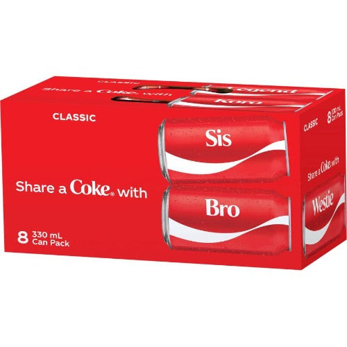 Coca Cola Classic Soft Drink Cans 330ml x 8pk