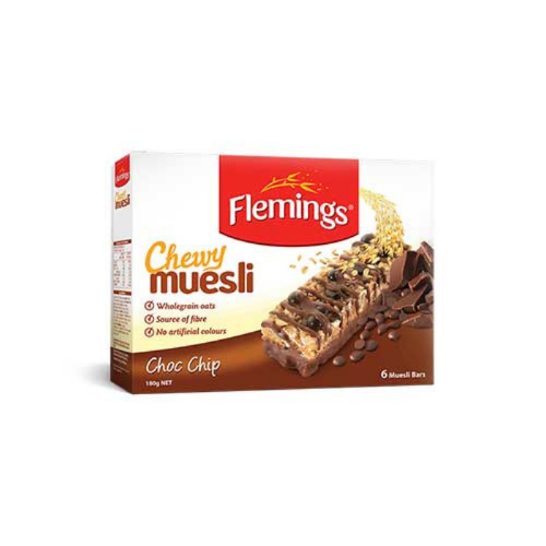 Flemings Chewy Muesli Bar Choc Chip 180g 6pk