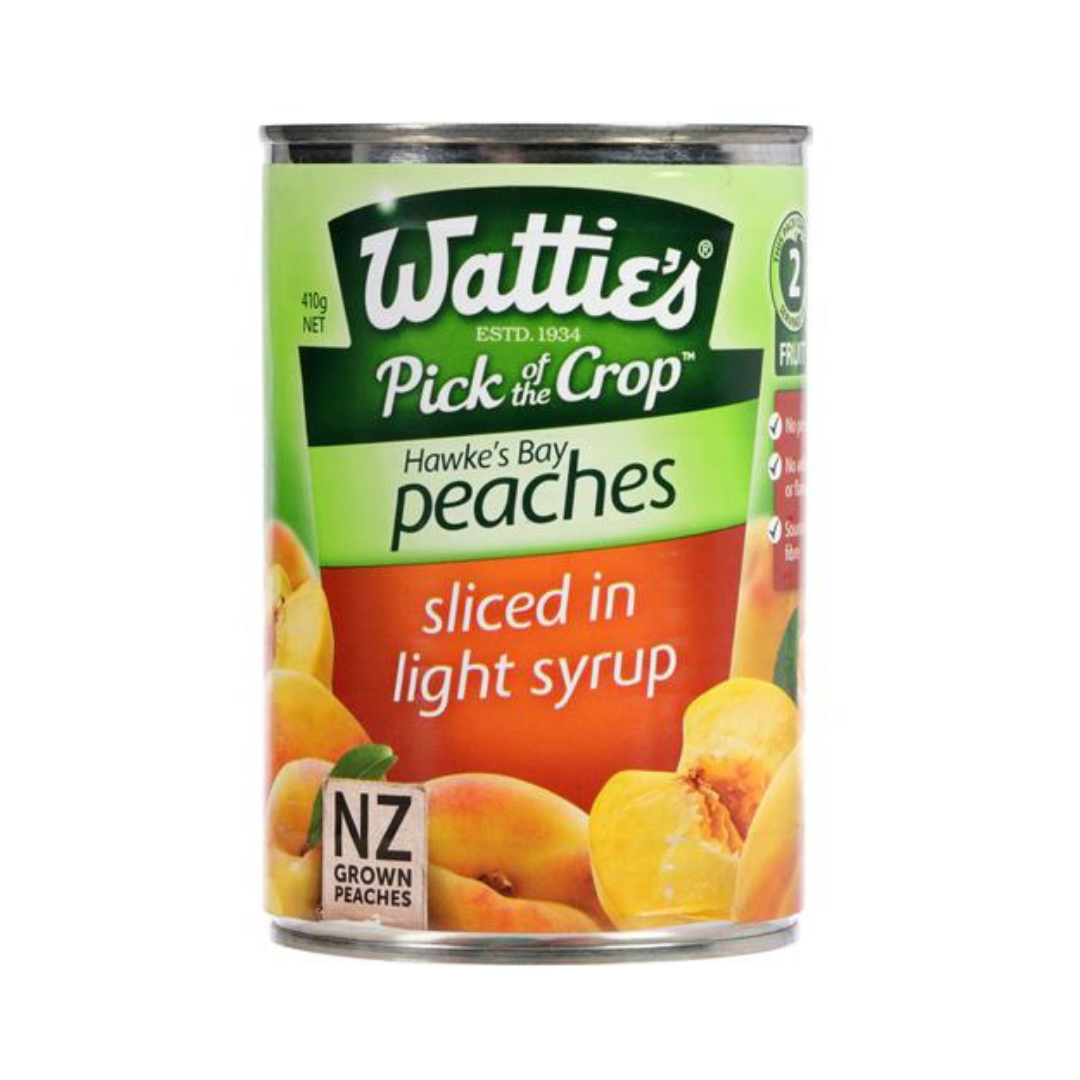 Watties Peaches Sliced Clear Fruit Juice 410g