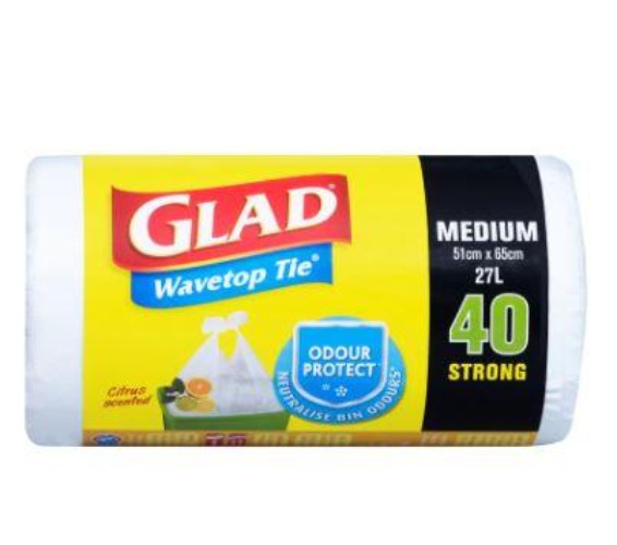 Glad Wavetop Tie Bin Liners Medium 40pk