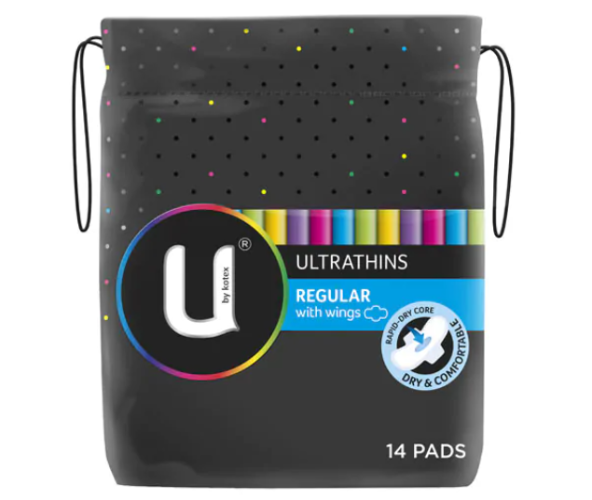 U by Kotex Ultrathins Regular Pads With Wings 14pk