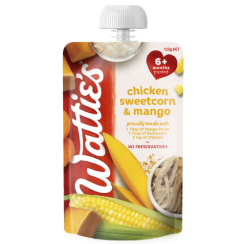 Watties Chicken Sweetcorn Mango Baby Food 6+ Months Pouch 120g