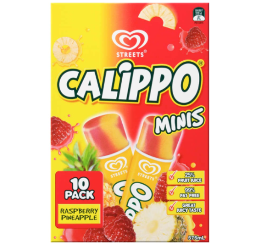 Streets Calippo Raspberry Pineapple Mini Iceblocks 10pk