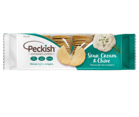 Peckish Sour Cream & Chives Rice Crackers 90g