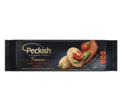 Peckish Fancies Vine Tomatoes & Basil Rice Crackers 90g