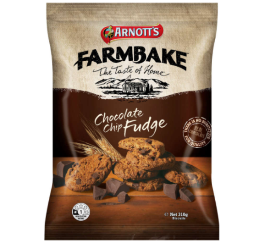 Arnotts Farmbake Chocolate Chip Fudge Cookies 310g