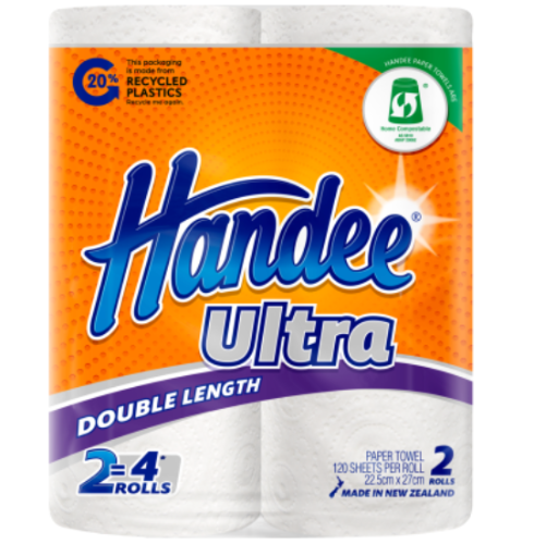 Handee Ultra Double Length Paper Towels 2ply 2pk