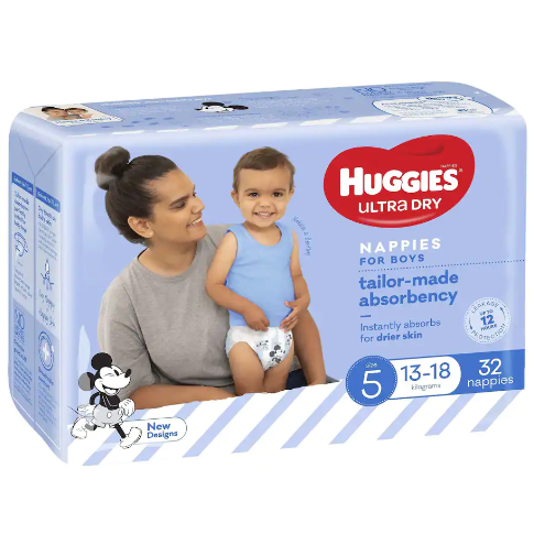 Huggies Ultra Dry Walker Boy Size 5 Nappies 32pk