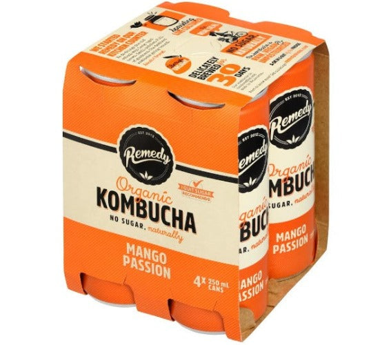 Remedy Mango Passion Kombucha 250ml 4pk