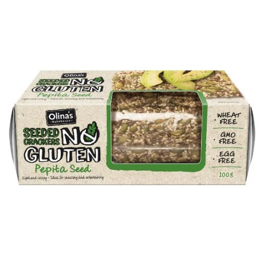 Olinas Bakehouse No Gluten Pepita Seed Seeded Crackers 100g