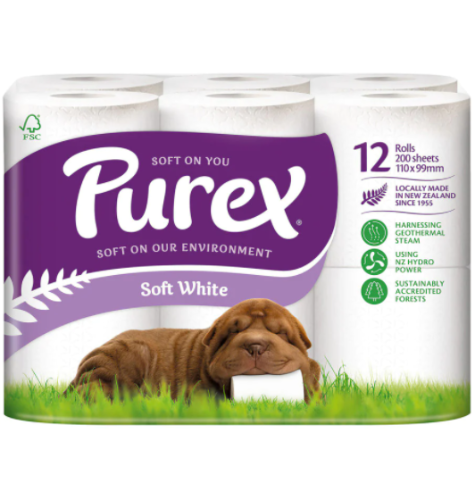 Purex Soft White Toilet Tissues 2ply 12pk